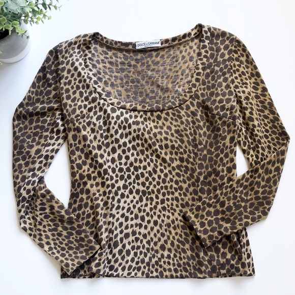 Dolce & Gabbana Tops - Dolce & Gabbana 100% Wool Leopard Print Size 42